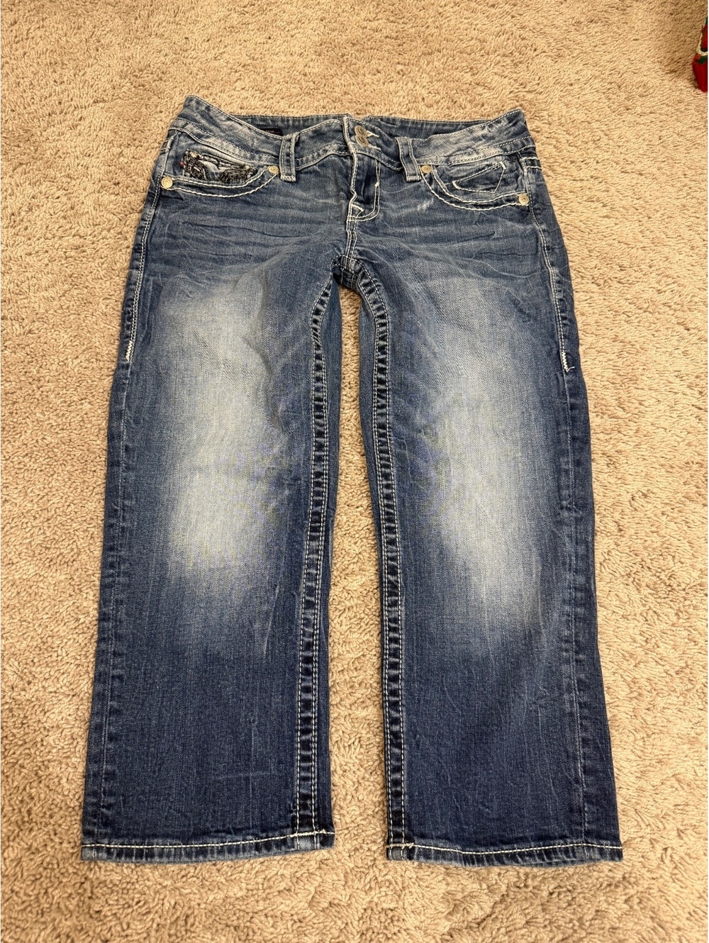 Vigoss Y2K Low Rise Capri Jeans Size 9/10 Juniors Fits Women’s 6/8 or 28" Waist